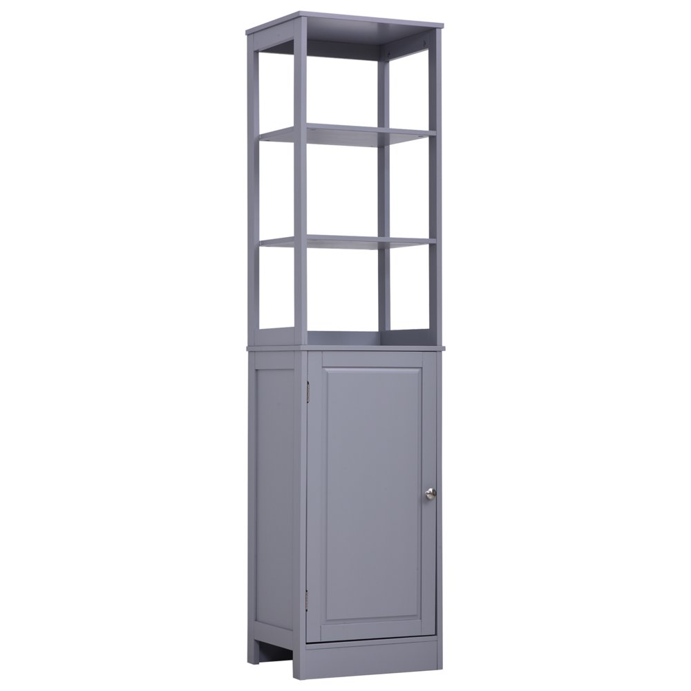 kleankin Freestanding Bathroom Tall Storage Organizer Tower with Open Shelves & Compact