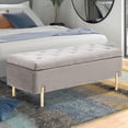 thumbnail image 3 of Andeworld Ottoman with Storage Bench, Modern Velvet Upholstered Rectangular Tufted Footstool Bench, Large Storage Bench for Bedroom,Living Room,Entryway (Grey), 3 of 7