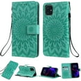 thumbnail image 2 of Wallet Case, Embossed Sunflower Premium PU Leather Folio Flip Kickstand Card Slots Wrist Strap Cover for Samsung S7(Green), 2 of 7