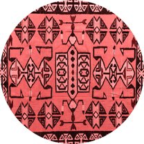 Ahgly Company Machine Washable Indoor Round Southwestern Red Country Area Rugs, 3' Round