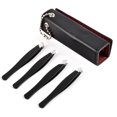 thumbnail image 1 of 4Pcs Eyebrow Grooming Trimming Kit Ingrown Hair Removal Stainless Steel Tweezers with Leather Case for Eyebrows, 1 of 7