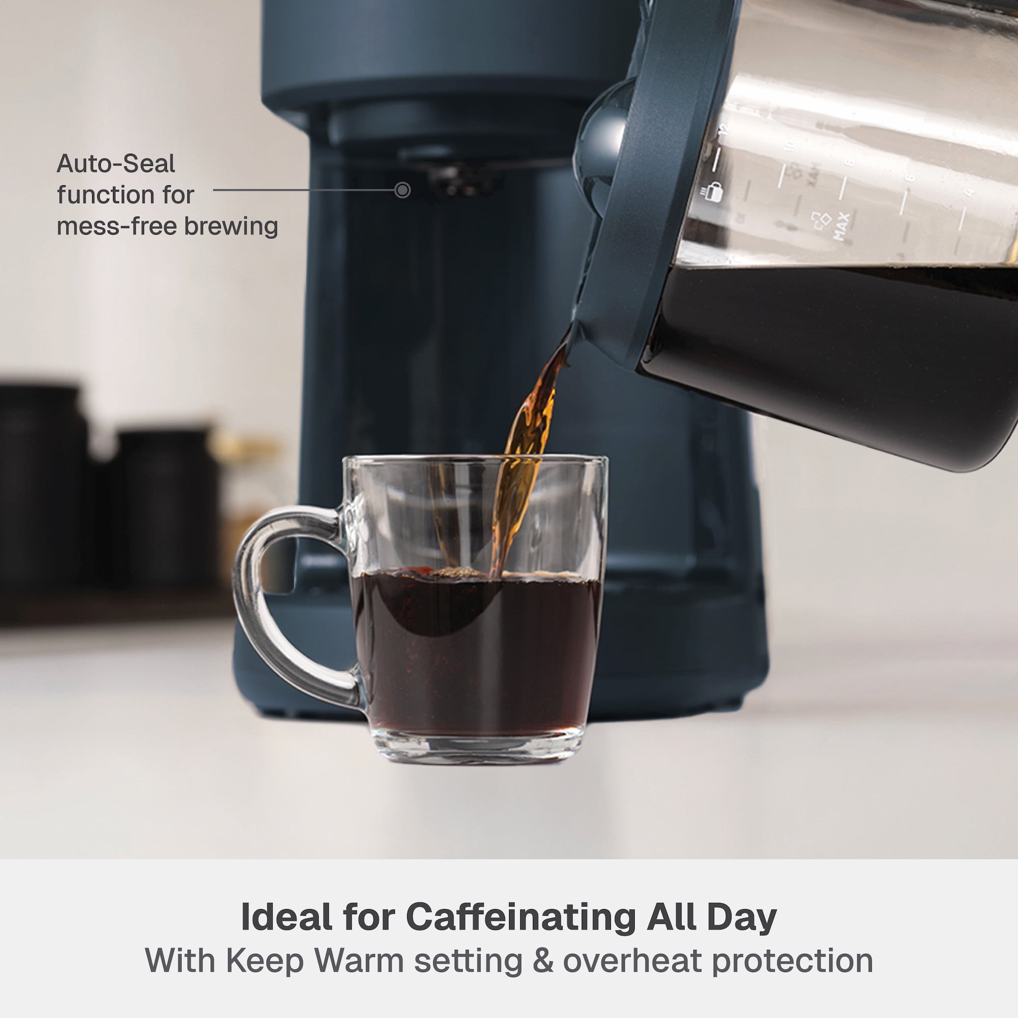 Thyme & Table 12-Cup Programmable Drip Coffee Maker with 60oz Water Reservoir, 4 Brew Modes, and Warming Plate, Atlantic Blue