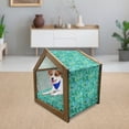 thumbnail image 3 of Teal Pet House, 3D Cube Pattern Abstract Squares Vibrant Colored Geometric Shapes Design Modern, Outdoor & Indoor Portable Dog Kennel with Pillow and Cover, 5 Sizes, Sea Green Blue, by Ambesonne, 3 of 5