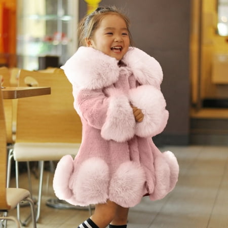 

FZM Christmas Toddler Girls Jacket Fall Winter Toddler Kids Collar Soild Jackets Warm Woolen Jacket Coats