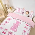 thumbnail image 3 of jejeloiu Ribbon Bow Monogram I Duvet Cover Set For Girls,Bow tie Cherry Theme Initial Design Bedding Full For Kids,Pink Reversible,3 Pieces(No Comforter), 3 of 6