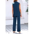 thumbnail image 4 of Conjunto PRETTYGARDEN Chaleco sin Mangas Pantalones Palazzo Azul Oscuro M, 4 of 8
