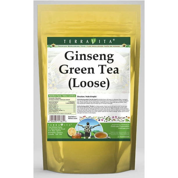 TerraVita Ginseng Green Tea, (Ginseng,Loose Leaf Green Tea, 4 oz, 1