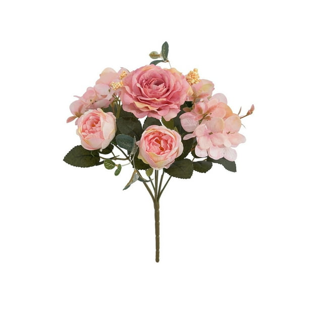 Ramo Artificial Yuarrent Estilo Vintage Seda Realista Decoración Para Fiesta De Boda Hotel Jardín Hortensia Rosa Rosa Claro