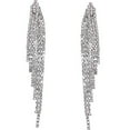 thumbnail image 2 of Humble Chic Simulated Diamond Earrings - Tassel CZ Statement Chandelier Studs, Silver, 2 of 9