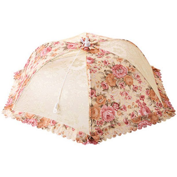 Billuyoard Cubierta plegable para alimentos con forma de paraguas, carpas para comida, Picnic, barbacoa, cubierta para insectos Repelente de insectos y plagas Caqui
