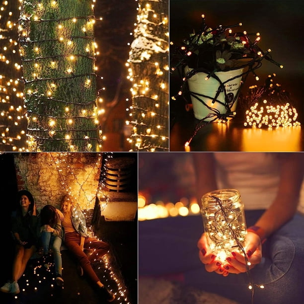 LED al aire libre a prueba de agua del árbol de Navidad solar de control remoto USB recargable cadena de luces de la cadena de luces de color blanco cálido Jardín Proyecto de Patio Decoració