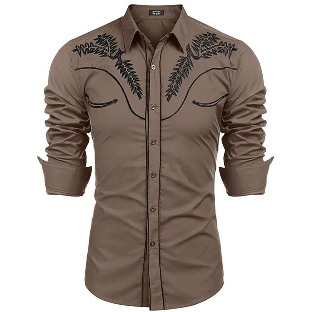 Camisa estampada de manga larga para hombre nueva, camisa informal de moda con cuello abotonado, tela de fiesta de alta calidad, modelo