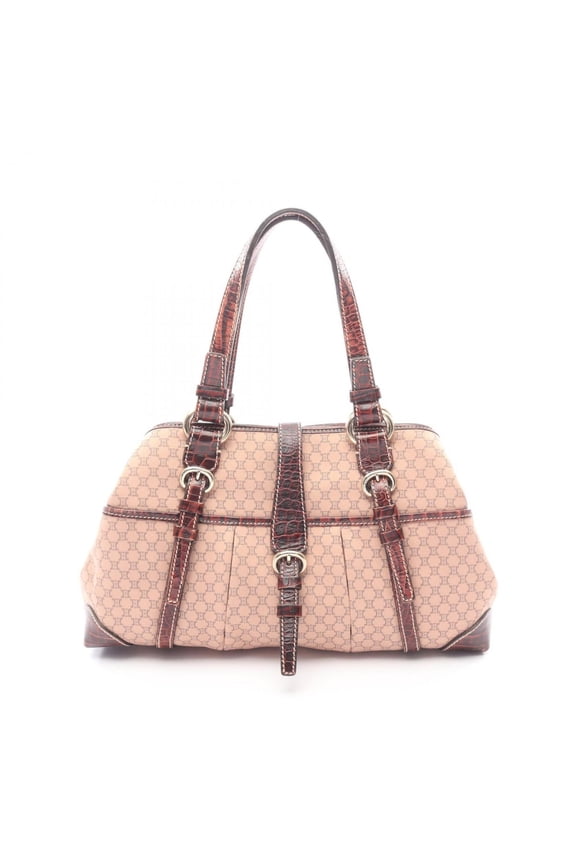 Pre-Owned Celine Macadam handbag, canvas and leather, women's, pink brown tones.