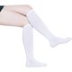 thumbnail image 4 of Calcetines altos de algodón para mujer - Calcetines casuales de colores lisos y a rayas, 3 pares, blancos, 4 of 5