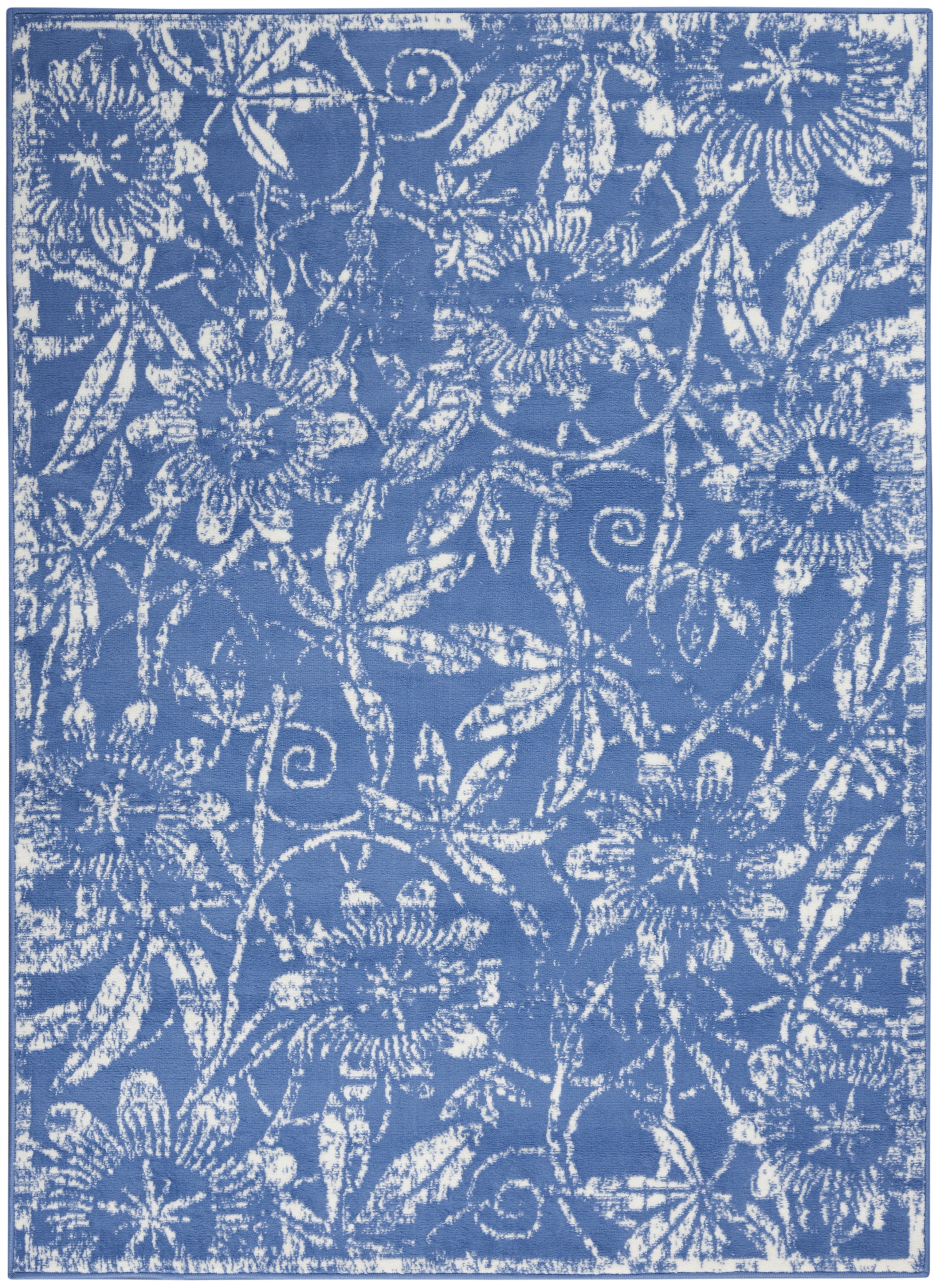 Nourison Whimsicle Botanical Bohemian Blue 5' x 7' Area Rug, (5' x 7')