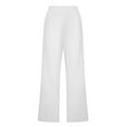 thumbnail image 5 of YDLCAFD Summer Fashion Pants For Women Drawstring Elastic High Waist Linen Pant Straight Wide Leg Cropped Trouser, 5 of 5