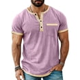 thumbnail image 2 of Men's Solid Color Blocked Short Sleeve Pullover Shirt for Sports and Fitness, 2 of 6