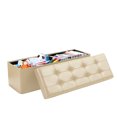 thumbnail image 1 of Foldable Furniture Box Storage Tufted Leather Ottoman Foot Rest (Large, Taupe), 1 of 4