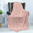 thumbnail image 4 of Hamster Soft Flannel Fleece Throw Blanket, Cartoon Animated Little Guinea Pigs Illustration Pinky Carrot Acorn Bowtie, Cozy Plush for Indoor and Outdoor Use, 50" x 70", Blush Multicolor, by Ambesonne, 4 of 5