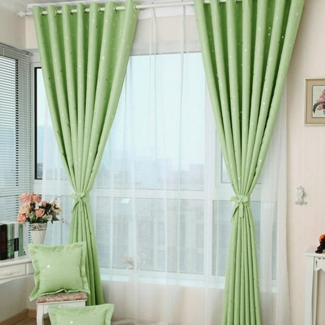Rideau de Chambre Étoile Rideaux de Fenêtre Style Coréen Solide Porte Rideau Occultant Salle de Bain Salon Décor Vert