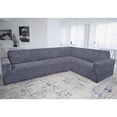thumbnail image 4 of Mamma Mia Covers Velvet Stretch Corner Sectional Sofa Couch Slipcover, Gray, 4 of 9