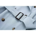 thumbnail image 4 of Idoravan Trench Coats for Women Plus Size Fashion Women Long Sleeved Round Neck Solid Color Equipped with A Belt and Strap Embellishment Trench Coat Light Blue XS, 4 of 8