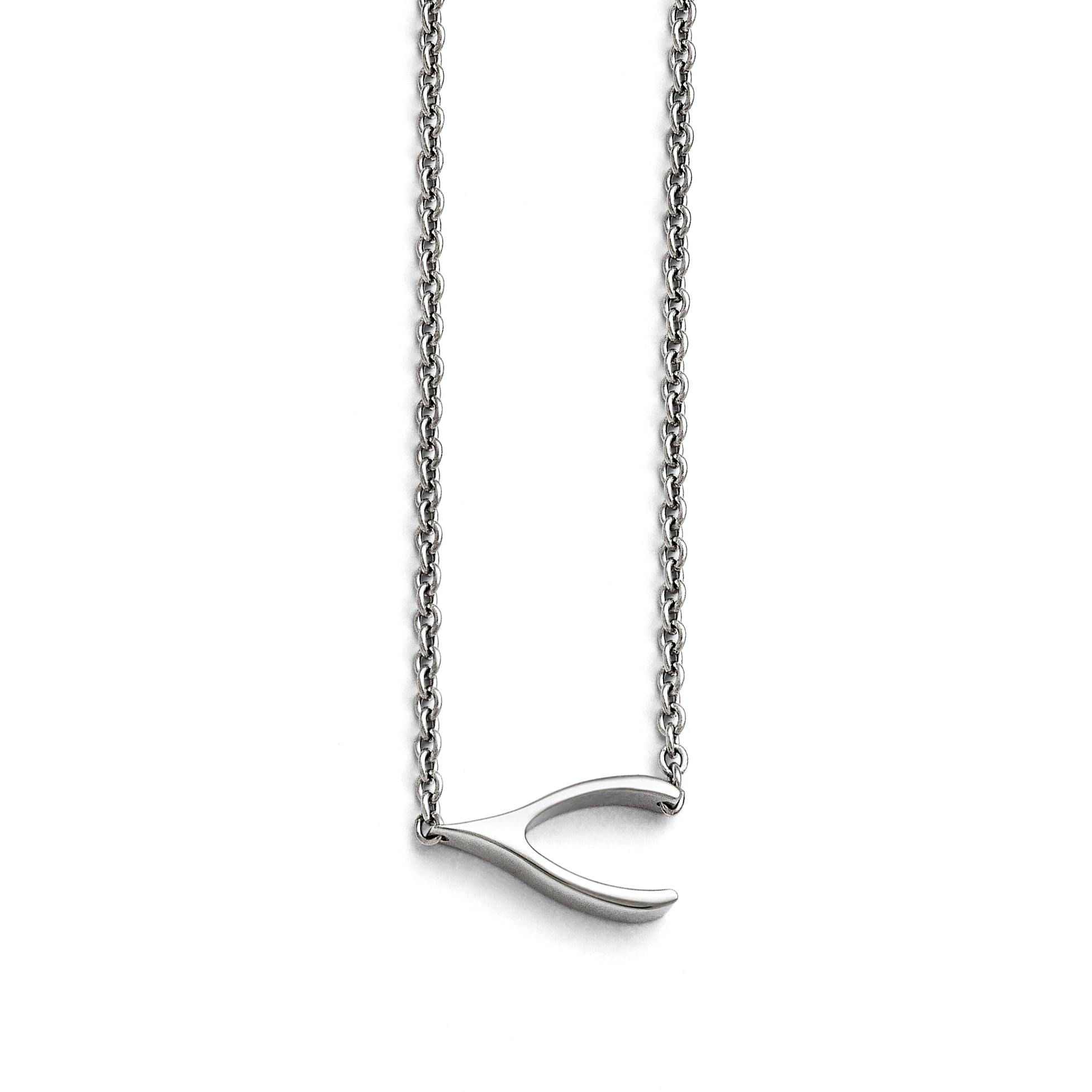 polished wishbone necklace