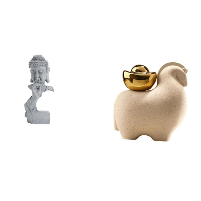 Escultura De Meditación De Buda Gautama Para Jardín Y Hogar, Miniatura De Animal, Decoración De Mesa, Figura Creativa De Feng Shui Coleccionable