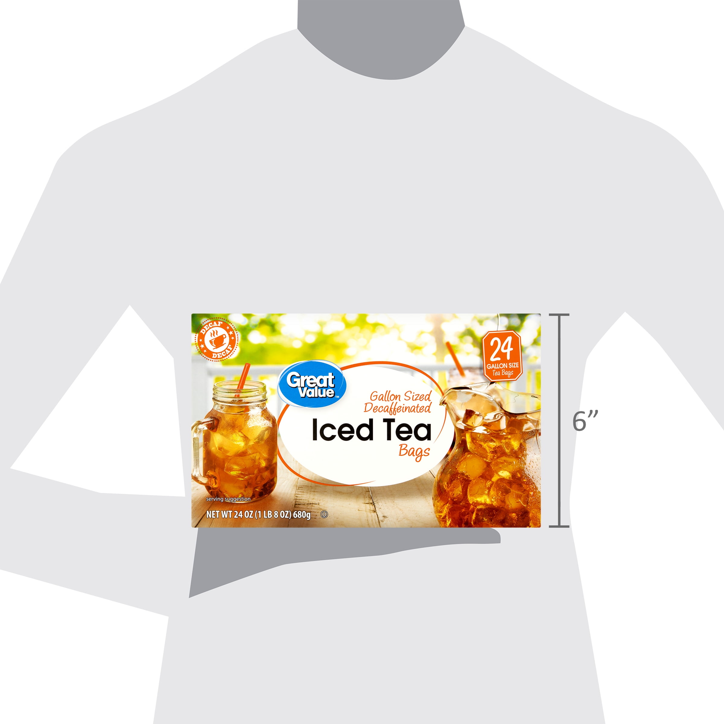 Great Value Gallon Sized Decaffeinated Iced Tea Bags, 24 oz, 24 Count