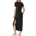 thumbnail image 3 of INSPIRE CHIC Women's Sleepwear Long Pajama Dress V Neck Side Slit Nightshirt Lounge Nightgown XS Black, 3 of 6