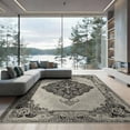 thumbnail image 2 of ODIKA 8'x10' Washable Area Rug Farmhouse Distressed Grey Vintage Scroll Border Stripe Greyrugs Flowing for Dining Room, Large Office, Lounge, Non-Slip Chair-Friendly Mat, 2 of 7