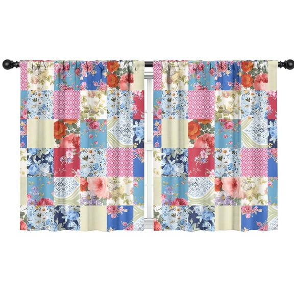 Blackout Kids Curtains,Patchwork Pioneer Flower Childrens Insulated Curtains Set Of 2,Bedroom Essentials,Toddler Room Decor 42x54in(106x137cm)