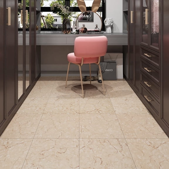 16-Pack Peel and Stick Tiles Floor Tile Waterproof Bathroom Self Adhesive Floor Tiles for Kitchen Basement Bedroom Sticky Vinyl Flooring Gold Canyon Marble Laminate Flooring Linoleum 12X12