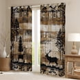 thumbnail image 2 of Rustic Deer Blackout Curtains 2 Panels 42"Wx63"L,Country Cabin Curtains & Drapes Woodland Elk Moose Pine Trees Window Curtains Reindeer Vintage Wood Plank Farmhouse Decorations, 2 of 6