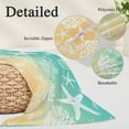 thumbnail image 2 of Teal Yellow Ombre Coastal Pillow Covers, Linen Long Throw Pillow Case, Sea Nautical Summer Beach Starfish Coral Holiday Pillow Protector Decorative Cushion Cover for Living Room/Bedroom 16" x 24", 2 of 8
