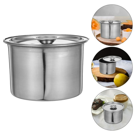 KONTONTY Stainless Steel Ice Cream Storage Box Reusable Ice Cream Tub Food Storage Containers Freezer Box Snack Bowl Freezer Bin