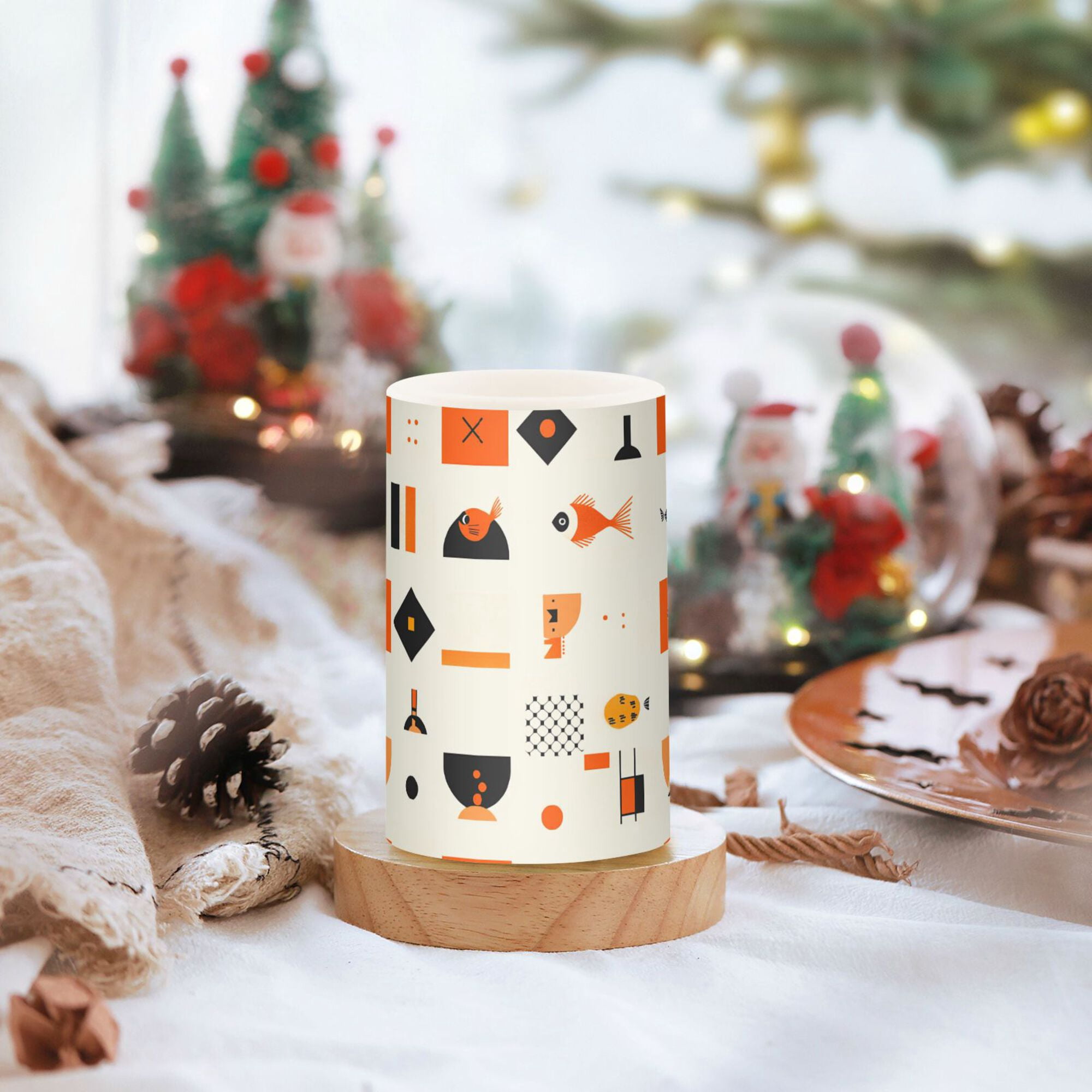Yayeee Flameless Candles with Remote Flickering Battery Operated Multi Color Changing, Minimalist Geometric Pattern
