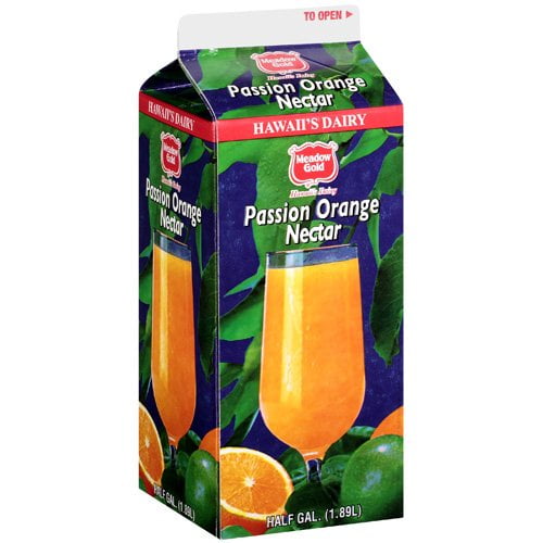 Meadow Gold Hawaii's Dairy Passion Orange NeCountar Juice, Half Gallon