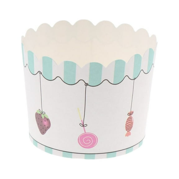YULIJU 50pcs Strawberry Candy Cake Cups Paper Heat-resistant Baking Muffin Cup Disposable Cupcake Wrappers
