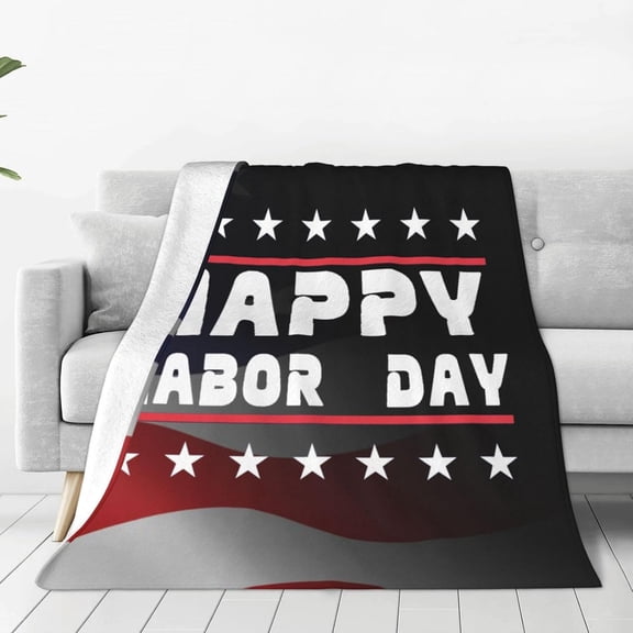 Happy Labor Day Soft Flannel Fleece Throw Blanket 50x40 Inch for Sofa Bed Travel