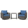 thumbnail image 2 of Unnifurnzi Outdoor Swivel Rocking Chairs-3 Pieces Patio Bistro Sets Rattan Chairs Set of 2 with Patio Side Table for Deck Porch Garden Backyard-Gray/Blue, 2 of 7