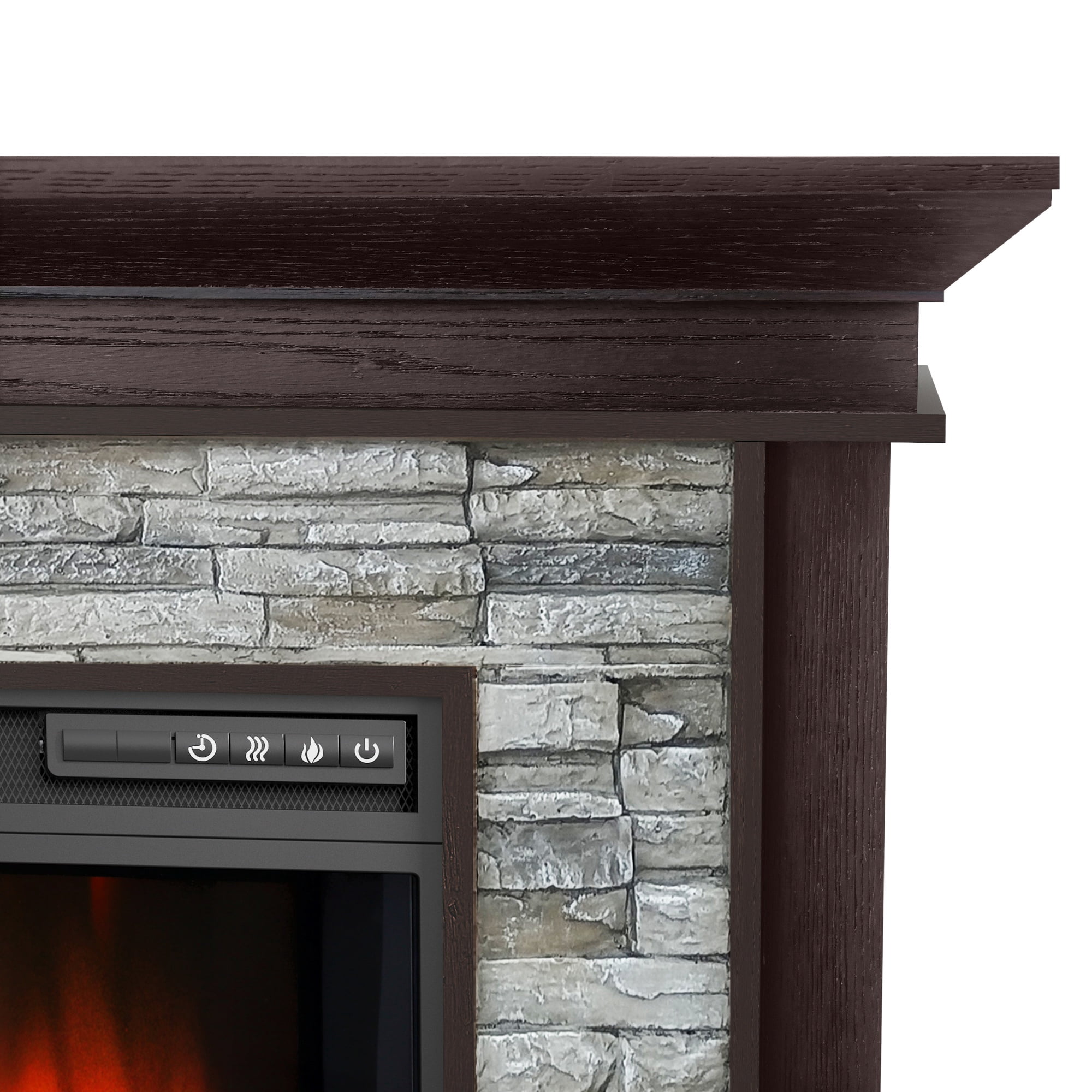 50" Electric Fireplace Mantel by Home Decor Mantels with Modern Faux Brick Accents - Brown
