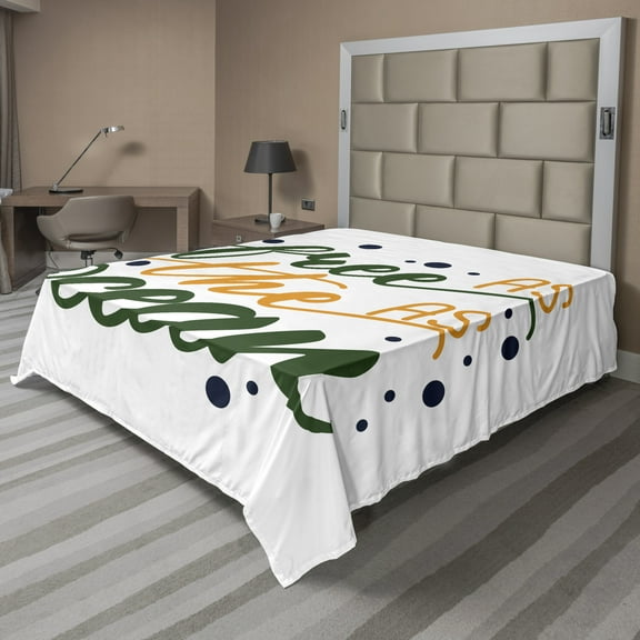 Saying Flat Sheet, As Free As the Ocean Cursive Typography on Plain Background, Soft Comfortable Top Sheet Decorative Bedding 1 Piece, 6 Sizes, Emerald Orange, by Ambesonne