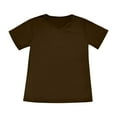 thumbnail image 5 of MPWEGNP Brown T Shirts for Women's Fashion Deep V Neck Short Sleeve Top Solid Color Casual Loose Basic T Shirt Cotton, 5 of 5