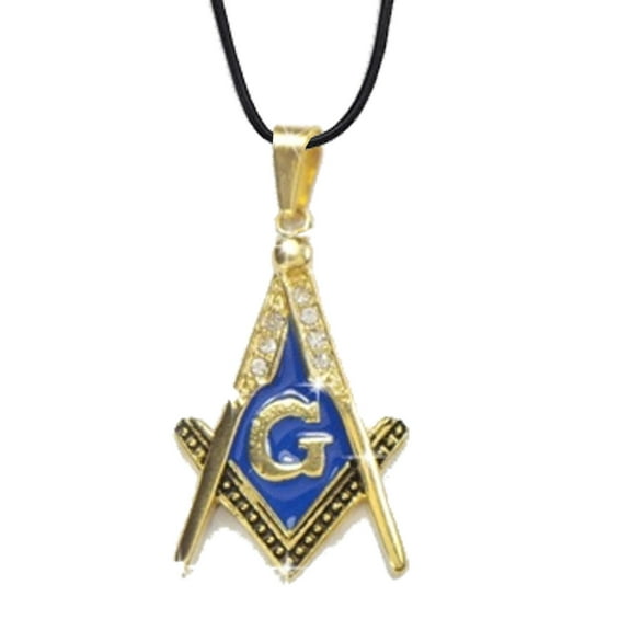 Black Masonic Steel Dog Tag Square & Compass Freemason Pendant