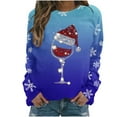 thumbnail image 3 of Chandail pour Femmes Jovatis Automne, Hauts à Manches Longues à Imprimé de Mode de Noël pour Femmes, Chandails Sans Capuchon Bloues, 3 of 3