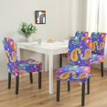 thumbnail image 2 of Artistic Paisley Bohemian Dining Chair Covers 4 Pack Vintage Floral Ethnic Retro Colorful Pattern Washable Polyester Stretch Slipcovers Removable Protector for Elegant Home, 2 of 5