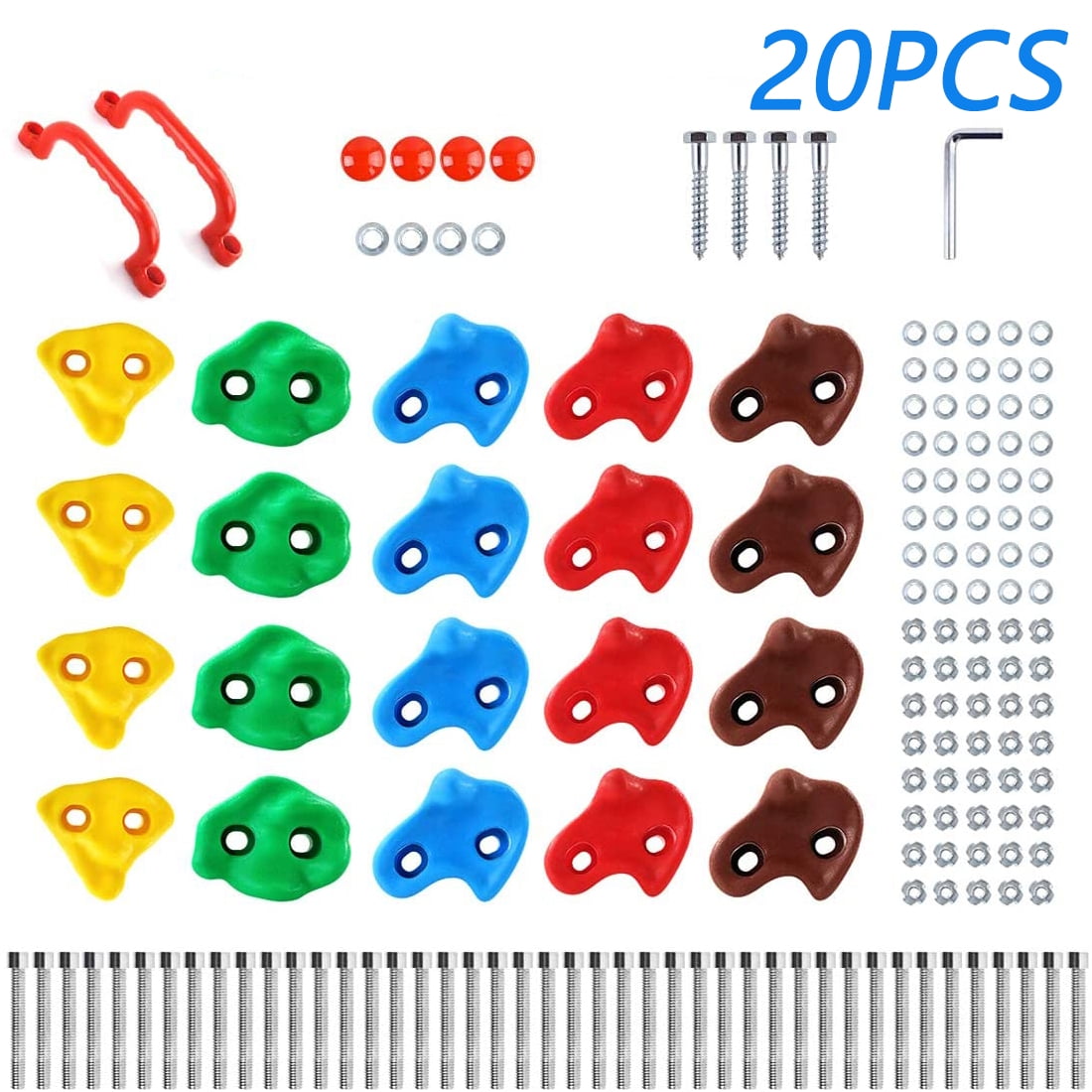 20 Rock Climbing Holds for Kids, Adult Climbing Rock Wall Grips with 2