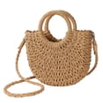 thumbnail image 1 of Bolso bandolera pequeño de paja Youjaree para mujer, tejido a mano, bolso de hombro para verano (marrón), 1 of 7