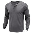 thumbnail image 3 of DDAPJ pyju Men's Classic Fit Henley Shirts Raglan Long Sleeve Button Up T-shirts Basic Solid Casual Athletic Tee Shirt Lightweight Work Shirts Flash Deals Today Gray XL, 3 of 5